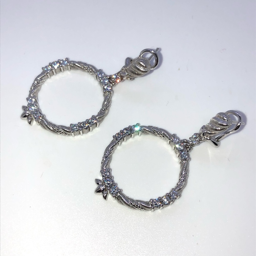 JUDITH RIPKA PIERCED DROP WREATH & DIAMONIQUE EARRINGS 💜